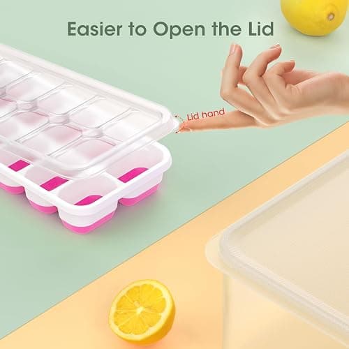 DOQAUS Ice Cube Tray with Lid and Bin,4 Pack Ice Cube Trays for Freezer | Silicone,Stackable.Easy Release Trays with Storage Bin & Scoop. Ideal for Freezer, Kitchen, RV, Cocktail, Coffee. thumbnail 6