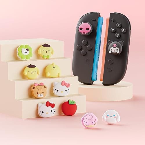 Kuitmor Thumb Grip Caps Compatible with Nintendo Switch 2, Silicone Joystick Grip Caps for Switch 2025, 4pcs, Cute Dog Style, Pink & White thumbnail 6