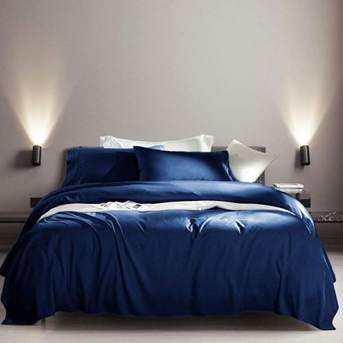 SONORO KATE Bed Sheet Set Super Soft Microfiber 1800 Thread Count Luxury Egyptian Sheets Fit 18-24 Inch Deep Pocket Mattress Wrinkle-6 Piece (Navy Blue, Queen) thumbnail 4