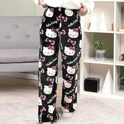 CVKOLOK Cartoon Pajamas Pants for Women Girls Cute Cat Print Flannel Sleep Bottoms Halloween Christmas Sleepwear thumbnail 7