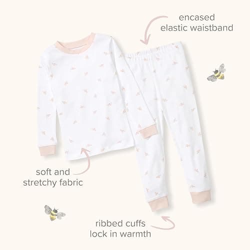 Burt's Bees Baby Girls Organic Cotton Pajamas, Toddler PJ Set, 2-PC | Soft, cozy, snug fitting pajamas feature stretchy ribbed cuffs and hand painted prints to make bedtime a breeze thumbnail 8
