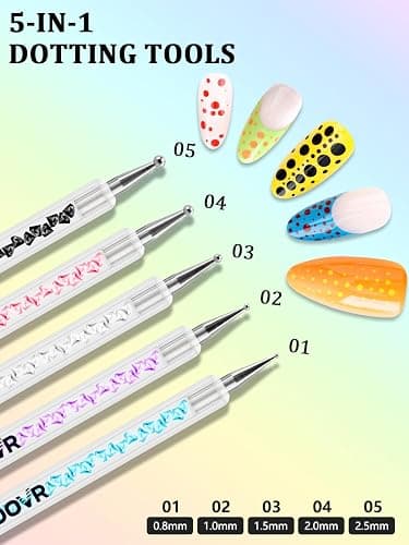 YOOVR Nail Art Tools Set, Nail Stand for Press on Holder for Painting Nails, Nail Art Brushes and Dotting Tools, Nail Design Tools Supplies, Gel Polish and Builder Brush, French Tip Brush, Liner Brush thumbnail 4
