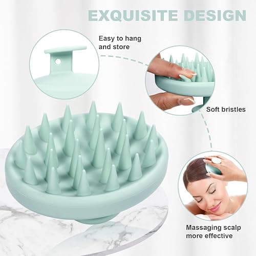 Meartchy Silicone Scalp Massager, Scalp Scrubber for Hair Growth with Soft Bristles, Scalp Exfoliator Brush Dandruff Removal Shampoo Brush for Wet Dry Scalp Care (Mint Green) thumbnail 3