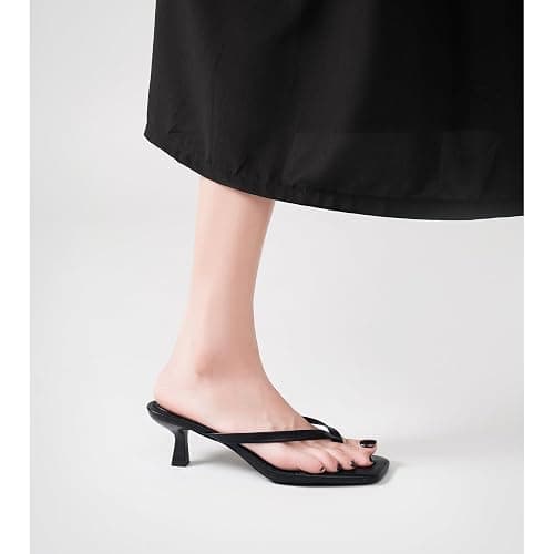 LULLASONG Women's Kitten Heels Sandals Square Open Toe Flip Flop Heels 1.8-2 Inch Heeled Sandals for Women thumbnail 2