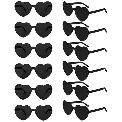 Bouiexye 12 Pack Heart Sunglasses for Women Transparent Heart Glasses for Bachelorette Birthday Party Favor Gifts - Image 1