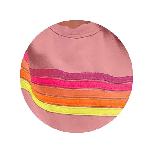Women's 2 Piece Sets Summer Rainbow Striped Short Set Comfortable Short Sleeve Top and Shorts Matching Set thumbnail 3