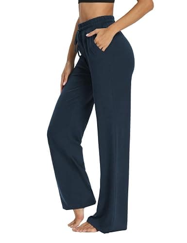 Sarin Mathews Womens Yoga Sweatpants Wide Leg High Waisted Lounge Pajamas Pants Comfy Workout Loose Pants with Pockets - Small - 02-navy thumbnail 2