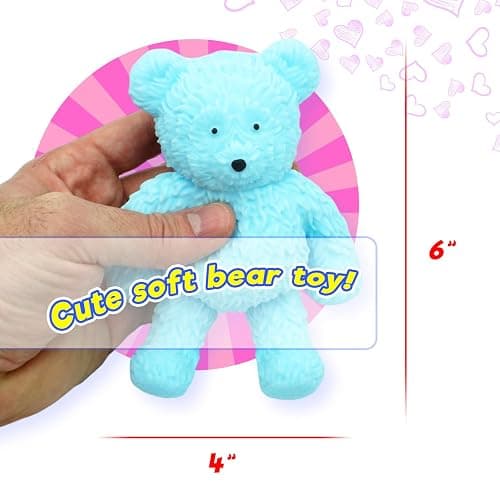 JA-RU Fuzzy Bear Squishy Toys for Kids (3 Bears Assorted Colors) – Cute Animal Squeeze Toys, Stress Relief Toy, Bear Party Favors, Classroom Prizes & Goodie Bag Stuffers. Assor-3711-3s thumbnail 3