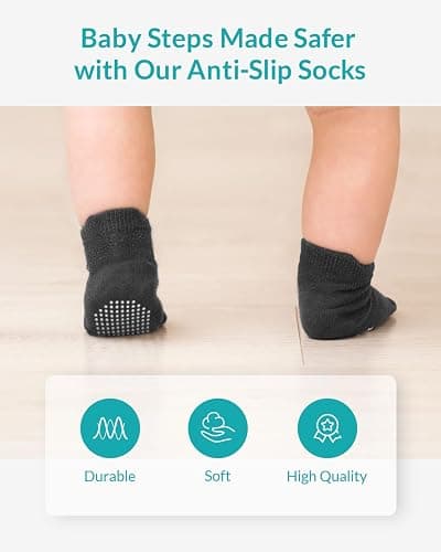 Infinno Baby Non Slip Ankle Socks 9 Pairs - Toddler Socks with Grips for Kids, Infants Boys and Girls 6-24 Months, 1T-7T thumbnail 4