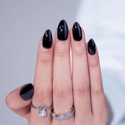 BTArtbox Press On Nails, Black Velvet, Short Almond, Black, 32Ct | 2+ Weeks Wear, Salon-Quality Natural Nails, 10-Minute Easy Daily Application, Fast Removal, 16 Sizes, All-in-One Complete Kit thumbnail 2
