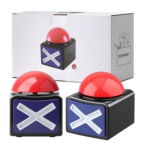 2 Pack Game Buzzers with Lights & Sound - Quiz Buzzer Buttons for Family Feud, Trivia, Talent Shows - Party Contest Props Red LED & 3-Second Alarm thumbnail 5