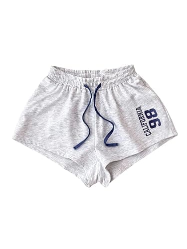 SHENHE Girl's Sweat Shorts Number Print Drawstring Athletic Running Workout Gym Track Shorts - Image 1