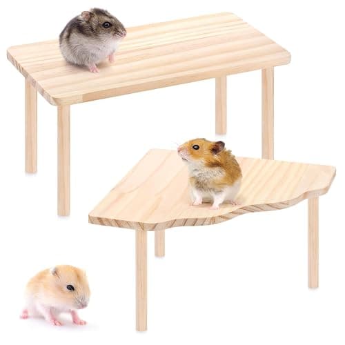 3BAO 2-Piece Set Hamster Play Wooden Platform for Dwarf Syrian Hamsters Gerbils Mice Degus or Other Small Pets - Image 1