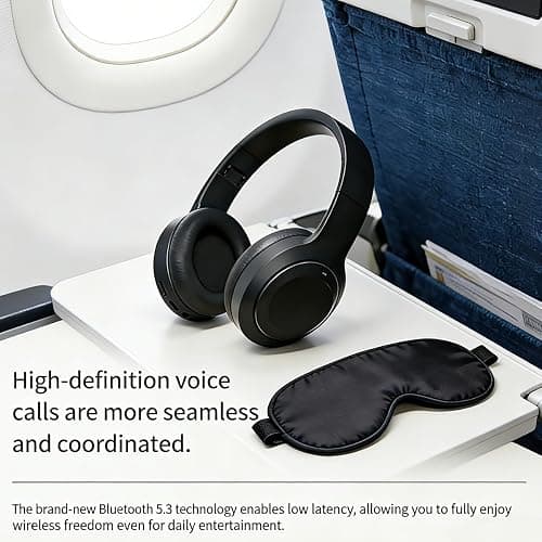 Wireless Bluetooth 5.4 Headphones Over Ear ,Noise Reduction Wireless Headphones with Microphone/Deep Bass,Adjustable HiFi Stereo Foldable On Ear Headset for Sports Travel Cellphone Tablet Office thumbnail 5