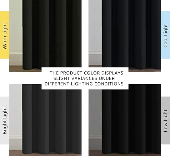 H.VERSAILTEX 100% Blackout Curtains for Bedroom Black Out Curtains 96 inch Thermal Insulated Long Blackout Curtains for Living Room, Energy Saving Curtains for Patio Door Grommet (1 Panel, Jet Black) thumbnail 4