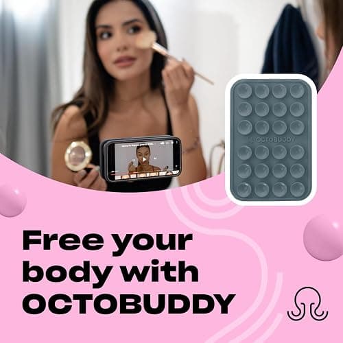 OCTOBUDDY Classic MAX - Silicone Suction Phone Case Adhesive Mount - Hands-Free, Strong Grip Holder for Selfies and Videos - iPhone and Android Compatible - 2.6″ x 3.9″, Shade Gray thumbnail 3