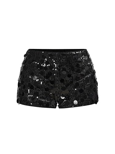 SOLY HUX Women's Sparkly Sequin Low Rise Micro Booty Shorts Rave Clubwear | Y2k, Mini Shorts, Party Wear - Image 1