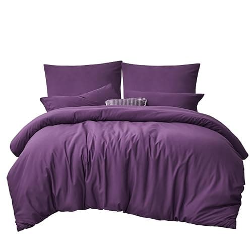 RUIKASI Bettwäsche 220x240 Lila 3teilig - Mikrofaser Bettwäsche-Sets OEKO-TEX, Bettbezüge 220 x 240cm + 2 Kissenbezüge 80x80cm mit Reißverschluss, Weich und Bügelfrei thumbnail 7