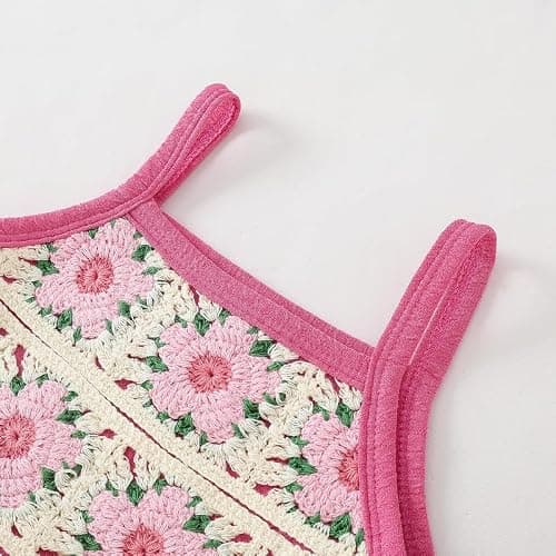 Voonlie Toddler Baby Girl Summer Clothes Outfits Crocheted Ruffle Camisole Pants Kids Clothing Set thumbnail 4