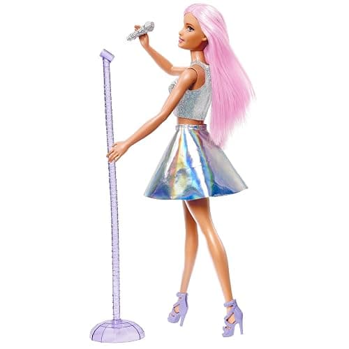 Barbie Pop Star Doll and Microphone Wearing Bright Skirt Pink Hair Gift for 3-7 Years Old JCW42 thumbnail 5