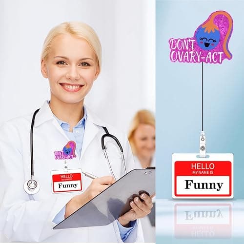 Generic Abamilaka Funny Uterus Badge Reel Holder OBGYN Ob Don't Ovary-Act Nurse Medical Badge Reels Retractable for Nurses Cute Glitter Acrylic CNA RN LPN PCT Nursing Student Badge Clip Gifts - Pink Don't Ovary-act thumbnail 6