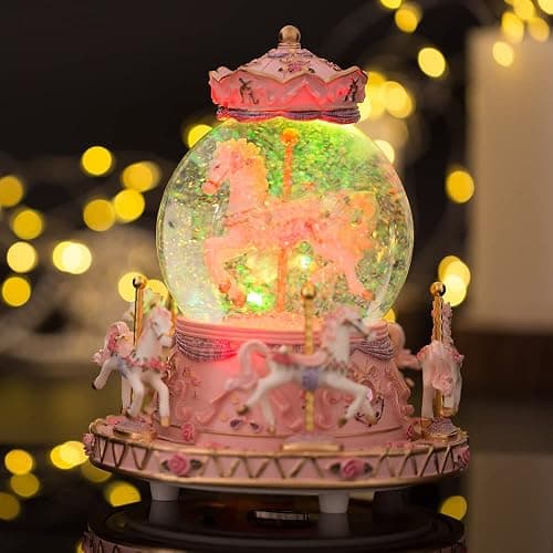 LOVE FOR YOU Gift Wrapped Music Box Carousel Horses Color Lights Unicorn Musical Snow Globe for Girls and Women Kids Sister Daughter Mom Granddaughter Grandma Christmas Birthday Presents Gifts thumbnail 7