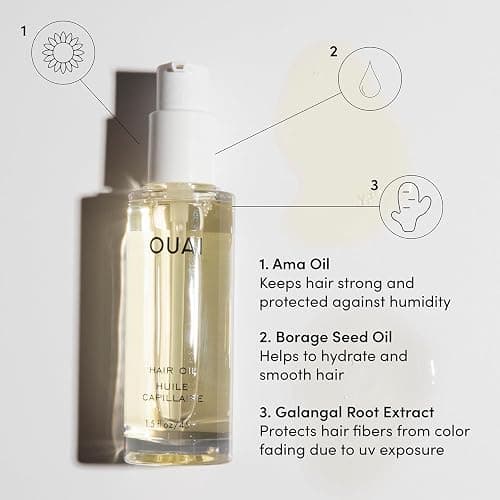 OUAI Hair Oil Travel Size - Hair Heat Protectant Oil for Frizz Control - Adds Shine and Smooths Split Ends - Color Safe Formula - Paraben, Phthalate and Sulfate Free (0.45 oz) thumbnail 4
