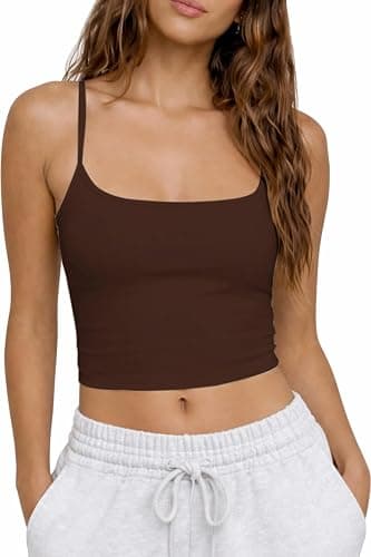CHYRII Womens Tank Tops with Built in Bras Summer Cropped Sleeveless Square Neck Going Out Basic Camisole Tops - Image 1