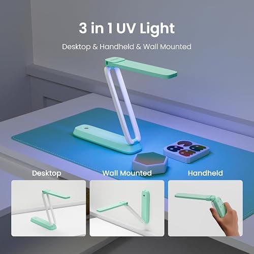 Resiners UV Light for Resin Curing, UV Resin Light, Wireless & Rechargeable UV Lamp, 3-in-1 Uses, Foldable Blacklight Ultraviolet LED, Craft Supplies Tools for Resin Molds, Jewelry Making, DIY Decor thumbnail 6