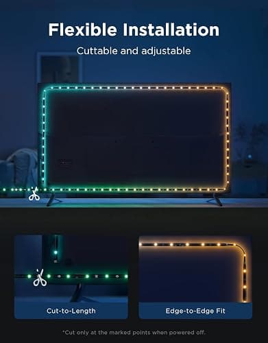 Govee TV LED Backlight 2, 14.4ft Cuttable TV Lights for 32-70 Inch TVs, Color Changing RGBWIC LED Strips Lights with 210+ Scene Modes & Music Sync, Smart APP and Voice Control, Easy Install thumbnail 5