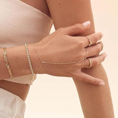 Long tiantian Hand Chain Bracelet Gold Bracelets for Women Link Chain Bracelets Trendy Finger Ring Slave Bracelet Jewelry Gifts thumbnail 8