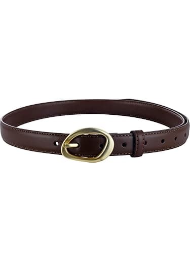 Harwez Women's Skinny Leather Belt for Jeans Dresses Pants Ladies Thin Soft Waistband with Gold Buckle Black Brown Belt - Image 1