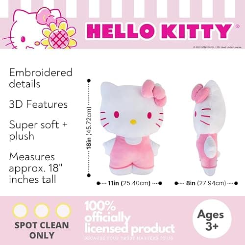 Hello Kitty Pink Plush Cuddle Pillow Buddy, Kids Bedding Super Soft & Cozy, (Officially Licensed Product) by Franco thumbnail 2