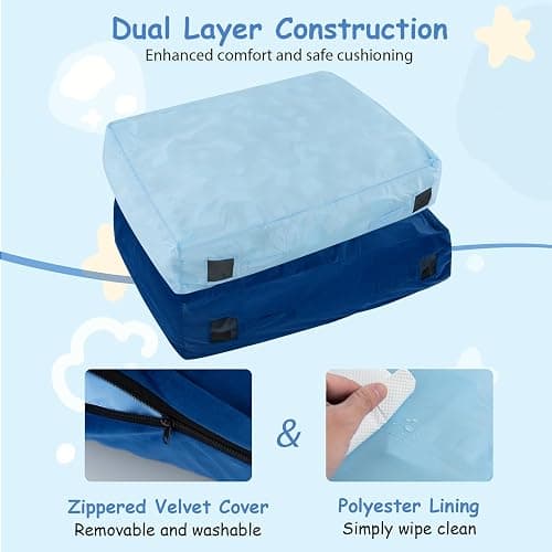 GYMAX Crash Pad for Kids Sensory, 4.75FTx4.75FT/4 FTx3 FT Sensory Crash Mat w/Washable Cover & Foam Blocks for Jump, Climb, Gymnastics, Sensory Therapy, Kids, Adults thumbnail 4