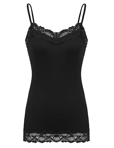 Kate Kasin Women's Adjustable Spaghetti Strap Lace Trim Cami Tunic Tank Top 3PACK thumbnail 5