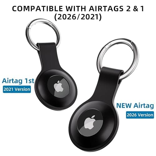Holder Case for AirTag/New airtag 2 Ultra Light Silicone Sleeve for AirTags Anti-Scratch Protective Skin Cover with Anti-Losing Keychain Ring Accessory for Apple AirTags 2021 2026 (White) thumbnail 2