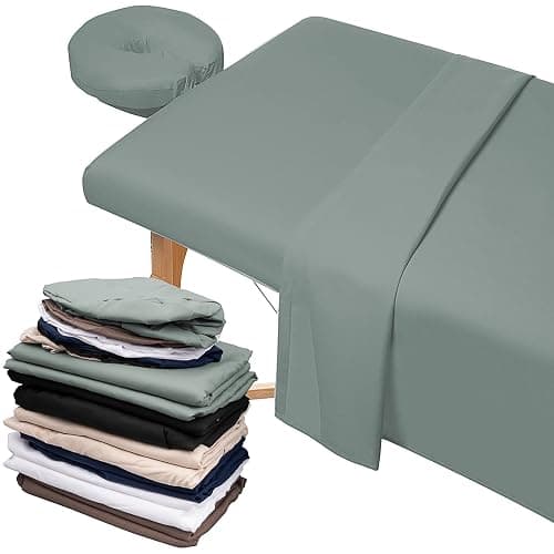 KisSealed 6 Sets Microfiber Massage Table Sheets Set,18-Piece Includes Massage Table Cover Fitted Sheet and Fitted Face Rest Cover, Spa Bed Sheets for Esthetician Wrinkle & Oil Resistant (6 Colors) - Image 1