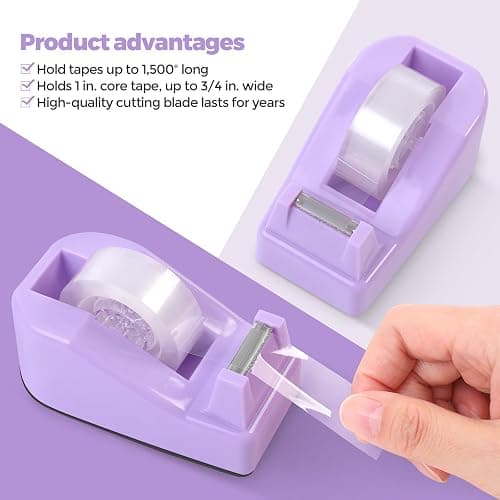 SKYDUE Purple Office Supplies Set, Purple Office Desk Accessories 10PCS, Pencil Holder for Desk, Stapler, Tape Dispenser, Scissors, Ruler, Binder/Paper Clips and 1000pcs Staples,Desk Supplies Set thumbnail 6