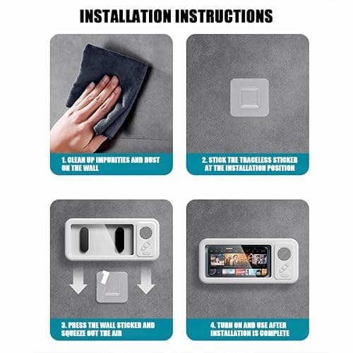 DianSCJ Aqua Play Phone Holder, Aqua Play Shower Phone Case, Plastic Phone Holder for Shower Wall Waterproof, Built-in Smart Bluetooth Speaker, 100% Secure Attachment Any Surface (White) thumbnail 7