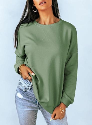 Dokotoo Women's Casual Crew Neck Sweatshirt Loose Soft Long Sleeve Pullover Tops thumbnail 3