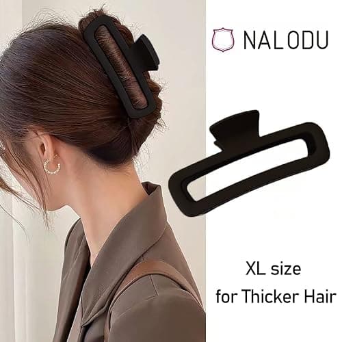 Nalodu Hair Claw Clips 5 Inch Unbreakable Square Rectangle Clip Clamp Neutral Colors for Thick Curly Long Hair Women - 2 Pack thumbnail 5