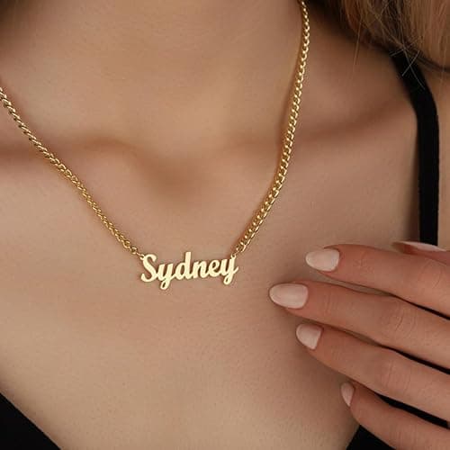 Novgarden Name Necklace Personalized, 18K Gold Plated Custom Name Necklace Nameplate Pendant Jewelry Gift for Women, Girls thumbnail 4