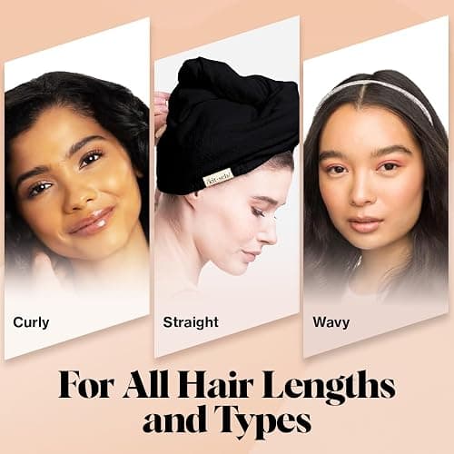 Kitsch Microfiber Hair Towel Wrap for Women - Super Absorbent Hair Drying Towel - Quick Dry, Anti-Frizz - for Long & Short, Wet & Curly Hair - Black thumbnail 6