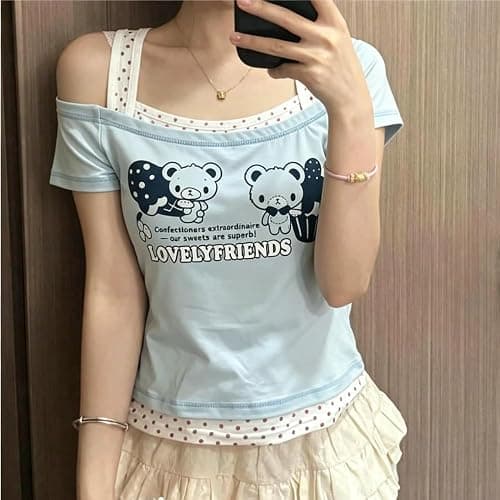 Cutecore Harajuku Y2k Baby Tee Cute Kawaii Emo Grunge Shirt Women Vintage Graphic Tees Short Sleeve Alt Tops 2000s thumbnail 4