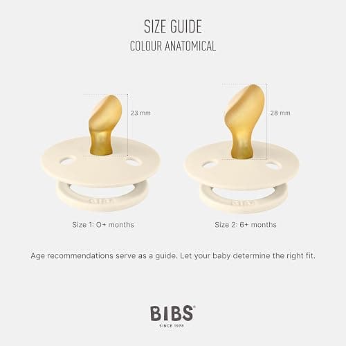 BIBS Colour Pacifiers | Set of 2 BPA-Free Latex Baby Pacifiers | Anatomical Nipple | Made in Denmark (Ivory/Sage | 0-6 Months) thumbnail 2