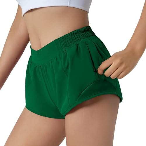 Aurefin Running Shorts for Women,Quick Dry Athletic Sports Shorts Lightweight Active Workout Gym Shorts with Zip Pocket thumbnail 2