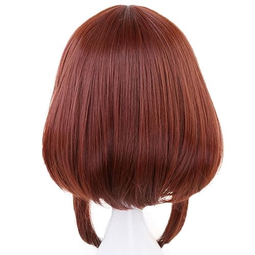 ANOGOL Hair Cap+Red Brown Wigs Short Bob Cosplay Wig for Women Brown Wavy Costume Wig Synthetic Hair for Cosplay Short Wine Red Bob Wig Women Wigs Anime Outfit for Halloween Costume Party thumbnail 4