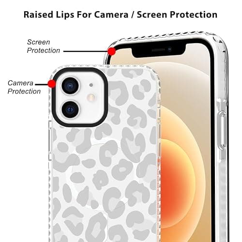 SAKUULO Magnetic for iPhone 12/12 Pro Case [Compatible with MagSafe] Light Grey Leopard Print Pattern Wireless Charge Slim Shockproof Case for iPhone 12/12 Pro Phone Case, Grey Leopard (6.1") thumbnail 2
