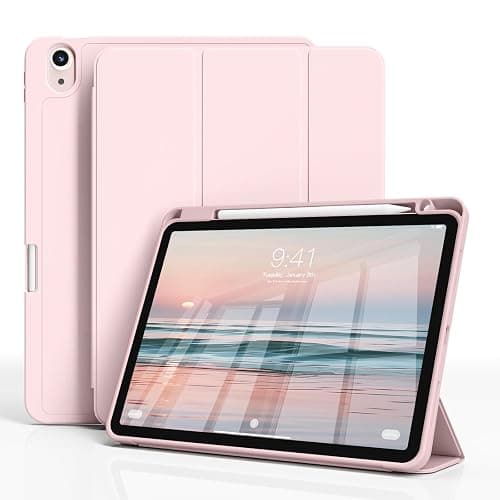 JKSML Hülle für iPad Air 11 Zoll (M4/M3/M2) 2026/2025/2024 | für iPad Air 5./4. Gen 10,9 Zoll 2022/2020, Weich TPU Schutzhülle mit Stifthalter, Auto-Schlaf & Weckfunktion, Rosa - Image 1