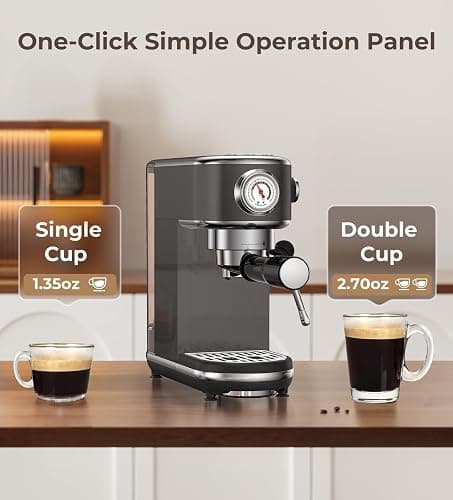 atatix 20 Bar Espresso Machine with Milk Frother, Compact Espresso Maker, Stainless Steel Coffee Machine with Precise Temp Control & 44oz Removable Water Tank for Latte, Cappuccino, Dark Grey thumbnail 4